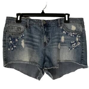 Rewash Women's‎ Size 13/14 Embroidered Floral Festival Cottage Shorts
